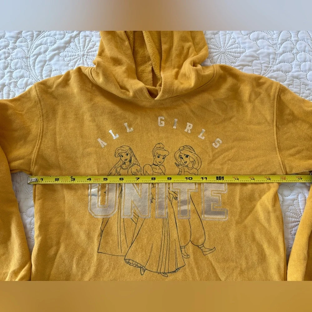 Disney princess, yellow hoodie, limited edition, gray sweatpants girls size 7